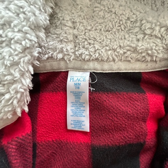 Children's Place Boys' Long Sleeve Fleece Zip Up One Piece Pajamas Size 7/8 - Picture 4 of 5